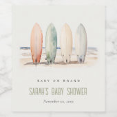 Neutrales Baby an Bord Surfbrett Babydusche Weinetikett (Einzelnes Label)