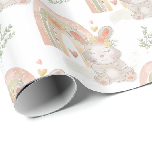 Neutrales Baby-Bunny-Wrapping-Papier Geschenkpapier (Rolleneckpunkt)