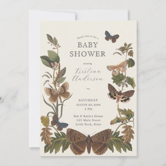 Neutrales Baby des Botanischen Geschlechts Einladung (Vorderseite)