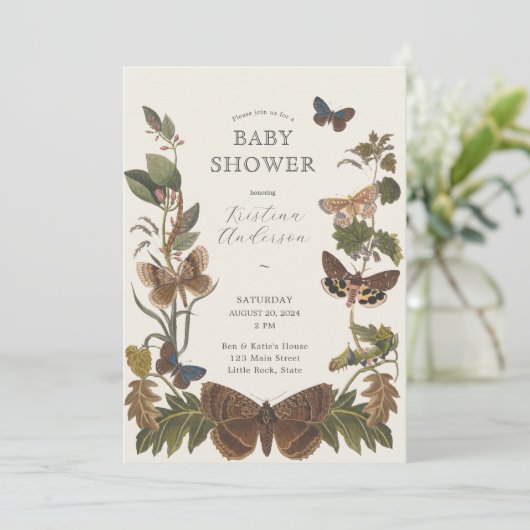 Neutrales Baby des Botanischen Geschlechts Einladung (Stehend Vorderseite)