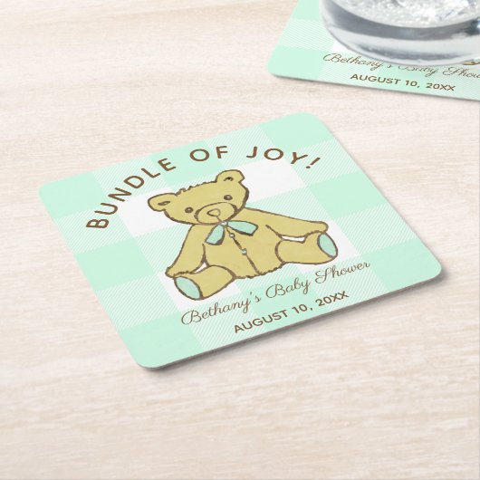 Neutrales Baby-Duschbärengrün Rechteckiger Pappuntersetzer (angewinkelt)