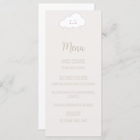 Neutrales Baby-Duschmenü Menükarte (Vorne/Hinten)