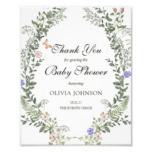 Neutrales Baby-Duschplakat für weich grünes Boho G Fotodruck