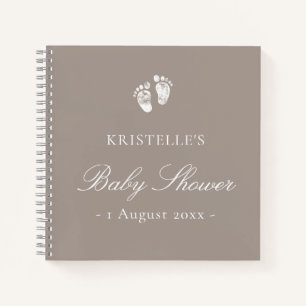 Neutrales Baby Footprint Baby Shower Gästebuch Notizblock