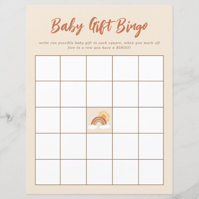 Neutrales Baby-Geschenk Bingo Baby-Duschspiel (Vorderseite)