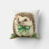 Neutrales Baby Igel Green Bow Geschlecht Kissen (Rückseite)