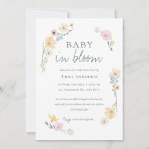 Neutrales Baby in blühenden Babydusche Einladung