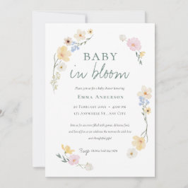 Neutrales Baby in blühenden Babydusche Einladung