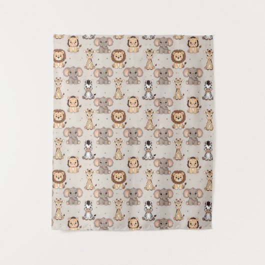 Neutrales Baby-Safari-Muster Wandteppich (Vorderseite)