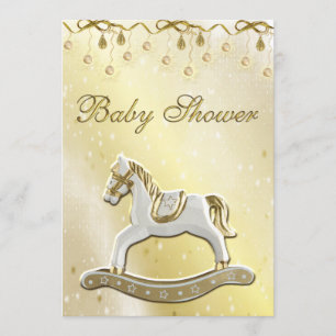 Neutrales Baby Shower Rocking Pferd Einladung