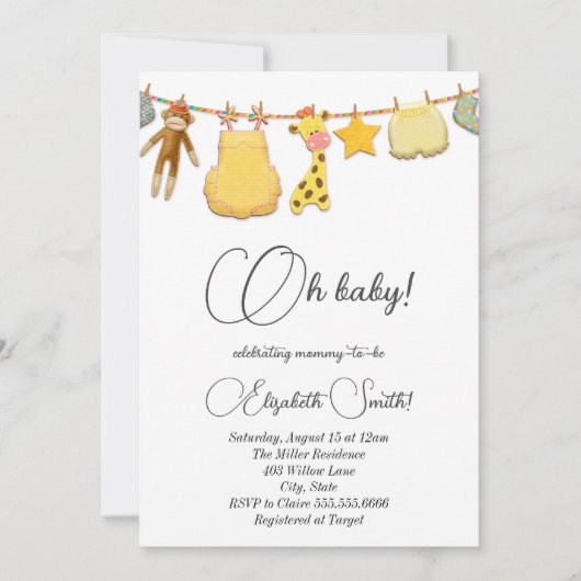 Neutrales Baby und Dusche für Babydots Einladung (Vorderseite)