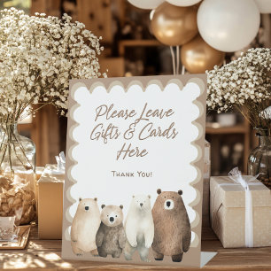 Neutrales Baby Wait Teddy Bear Baby Shower Geschen Sockelschild