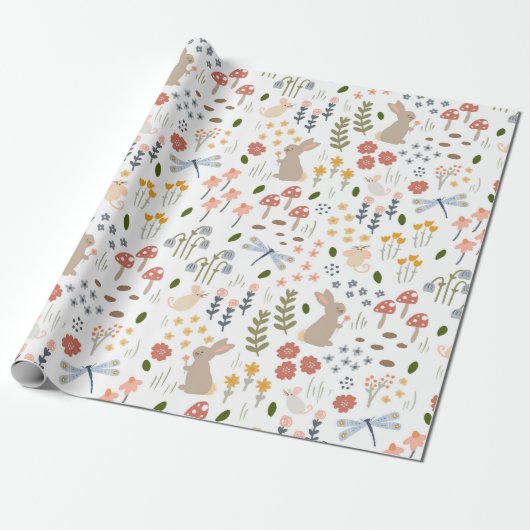 Neutrales Baby Woodland Wrapping Paper Geschenkpapier (Ungerollt)