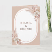 Neutrales Beige-Blumen-Boho-Pampas-QR-Code-Hochzei Einladung (Vorderseite)