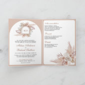 Neutrales Beige-Blumen-Boho-Pampas-QR-Code-Hochzei Einladung (Innenseite)