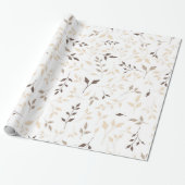 Neutrales Beige Braun Botanisches Blattmuster Geschenkpapier (Ungerollt)