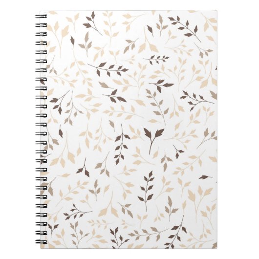 Neutrales Beige Braun Botanisches Blattmuster Notizblock (Vorderseite)