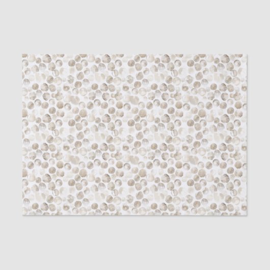 neutrales Beige Creme White Water Dots Muster Seidenpapier (Vorderseite)
