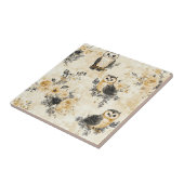 Neutrales Beige-Eulen-Blumen-Botanik-Muster Fliese (Seite)