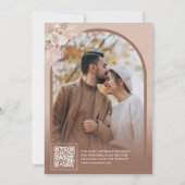 Neutrales Beige Floral Pampas Arch Foto QR Code Save The Date (Rückseite)