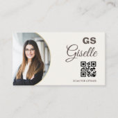 Neutrales Beige-Foto-Monogramm-Realtor-QR-Code Visitenkarte (Vorderseite)