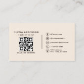 Neutrales Beige-Friseur-Foto-QR-Code Visitenkarte (Rückseite)