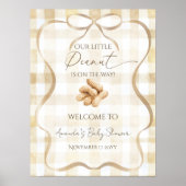 Neutrales Beige Gingham Erdnuss-Baby Shower Willko Poster (Vorne)