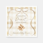 Neutrales Beige Gingham Kleines Erdnuss-Baby-Showe Serviette (Vorderseite)