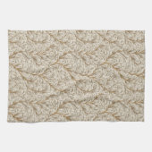 Neutrales Beige Gold Botanisches Blatt William Mor Geschirrtuch (Horizontal)