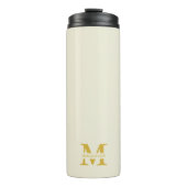 Neutrales Beige Gold Monogramm Thermosbecher (Vorderseite)