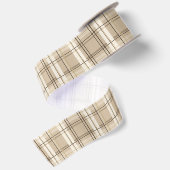 Neutrales Beige Karo Tartan Satinband (Rückseite)