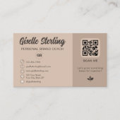 Neutrales Beige-QR-Code-Monogramm Social Media  Visitenkarte (Vorderseite)