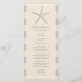 Neutrales Beige Starfish Beach Hochzeitessen Menükarte (Vorderseite)