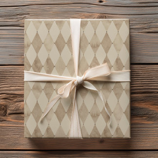 Neutrales Beige-Wasserfarben-Harlekin-Diamantmuste Geschenkpapier