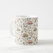 Neutrales Beiges Erdige Pilze Nahtloses Muster Kaffeetasse (Vorderseite Links)