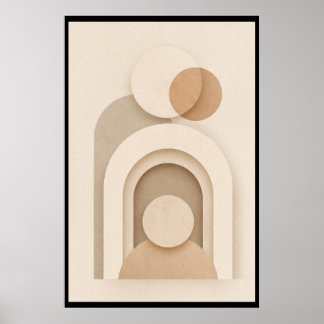 Neutrales Beiges Skandinavisches abstraktes Design Poster