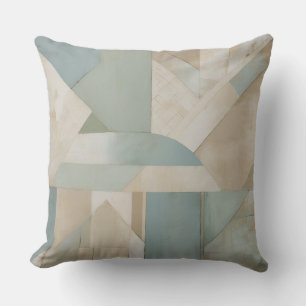 Neutrales Blau Grün Beige Abstrakter Geometrischer Kissen