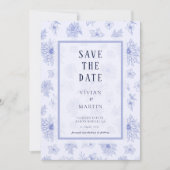 Neutrales blaues Schattenblumenmuster Save the Dat Einladung (Vorderseite)