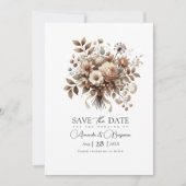 Neutrales Bloom Mocha Mousse Brautparty Save The Date (Vorderseite)