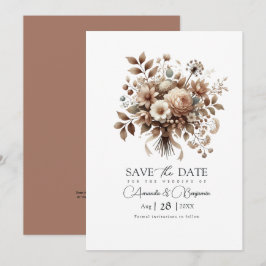 Neutrales Bloom Mocha Mousse Brautparty Save The Date