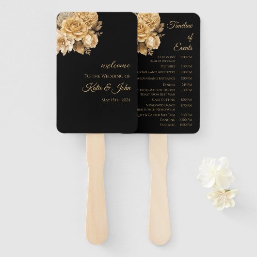 Neutrales Blume-Bouquet-Hochzeitsprogramm - Fächer (Vorne und Hinten)