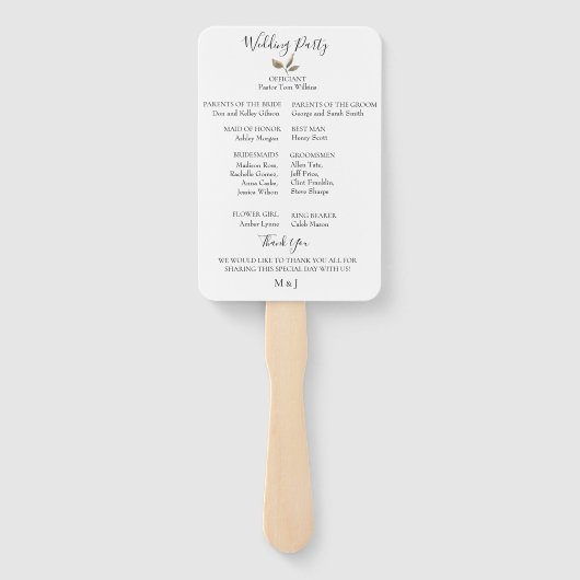 Neutrales Blumenhandschuh-Hochzeitsprogramm Fächer (Rückseite)