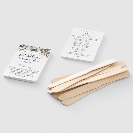 Neutrales Blumenhandschuh-Hochzeitsprogramm Fächer (Non-assembled)