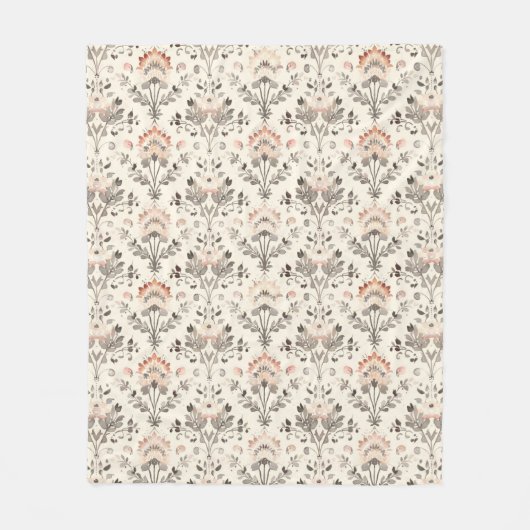Neutrales Blush-Grau Botanisches Fleece-Decke Fleecedecke (Vorderseite)