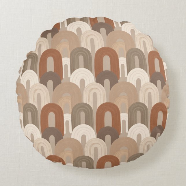 Neutrales Bogen Abstract Muster Rundes Kissen (Vorderseite)