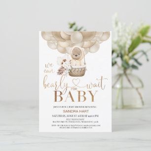 Neutrales Boho Bearly Wait Baby Shower Einladung