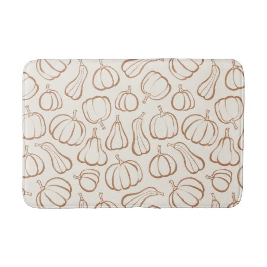 Neutrales Boho-Beige-Kürbismuster Herbst Halloween Badematte (Vorderseite)