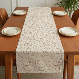 Neutrales Boho-Beige-Kürbismuster Herbst Halloween Kurzer Tischläufer