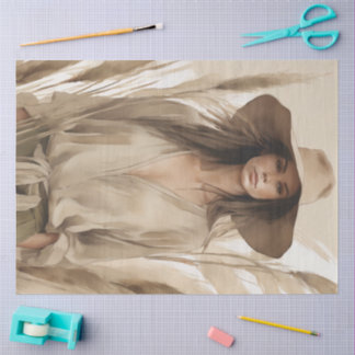 Neutrales Boho-Frauen-Decoupage-Seidenpapier Seidenpapier