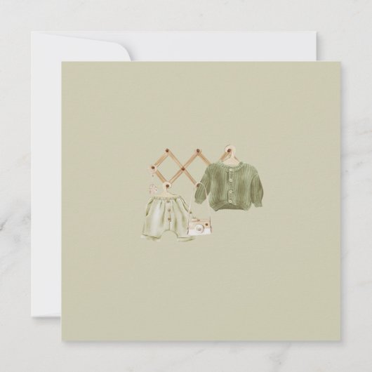 Neutrales Boho Kinderzimmer Babydusche Einladung (Rückseite)